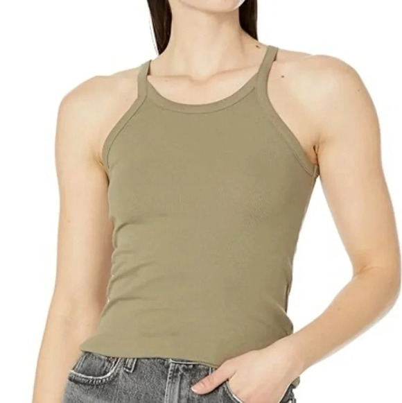 Madewell Brightside Cutaway Tank, Color Olive Size S - Picture 1 of 14